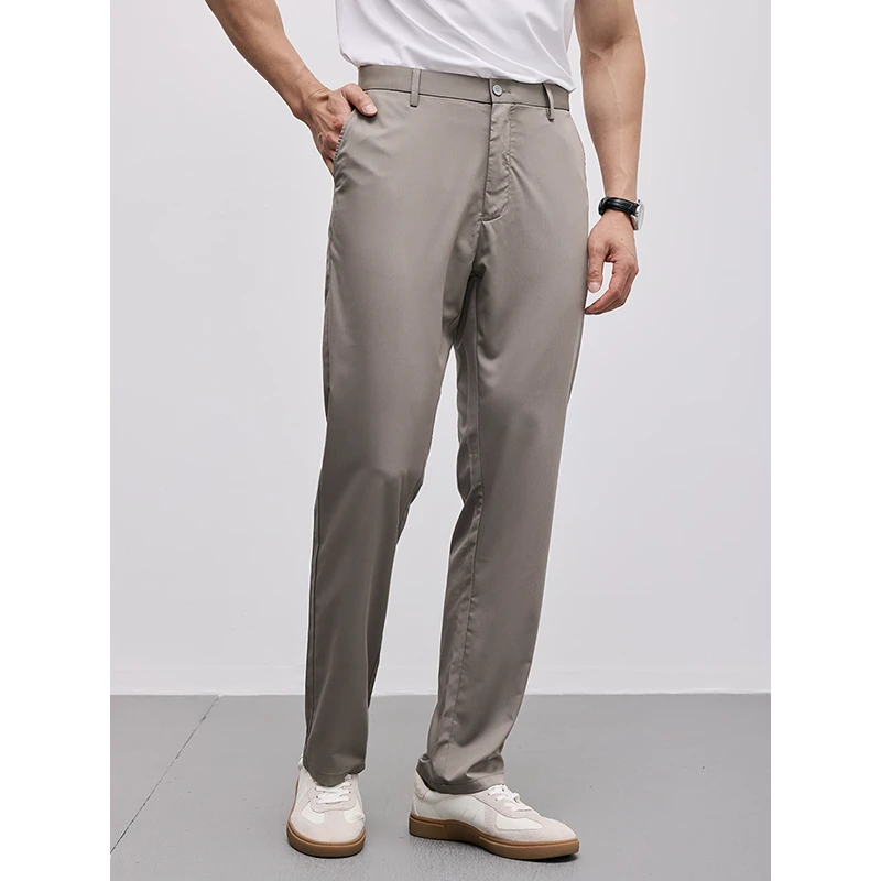 高级感咖色系 呼吸面料冰凉丝 25夏季商务通勤弹力直筒休闲裤子男