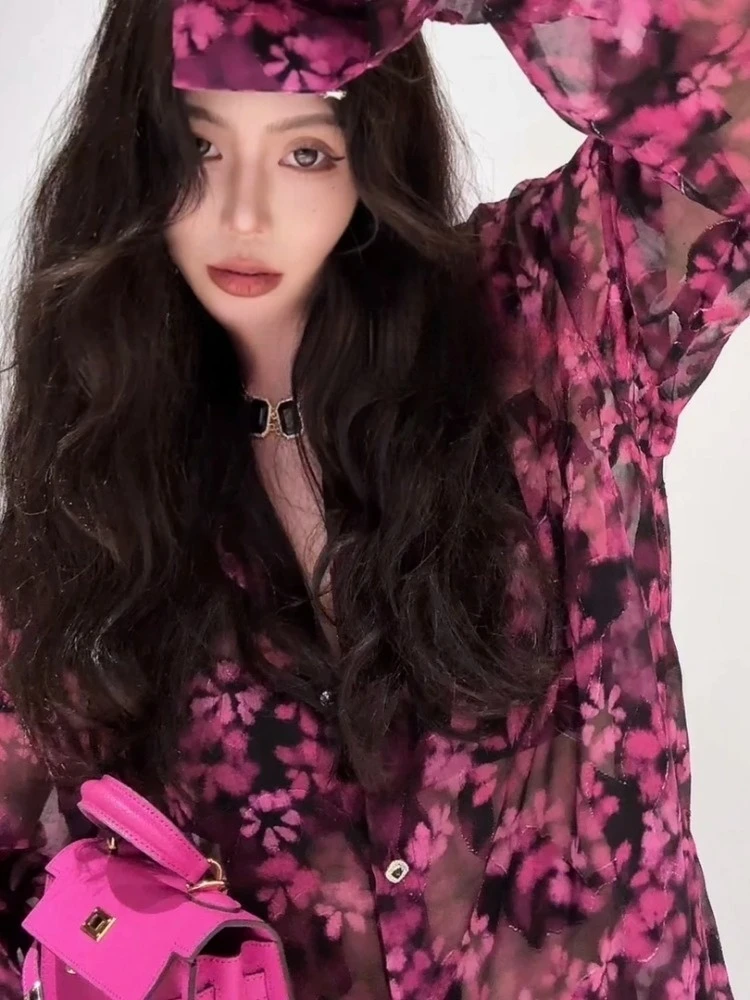 法式小资小上衣女2025秋季高级感超好看独特漂亮减龄气质碎花衬衫