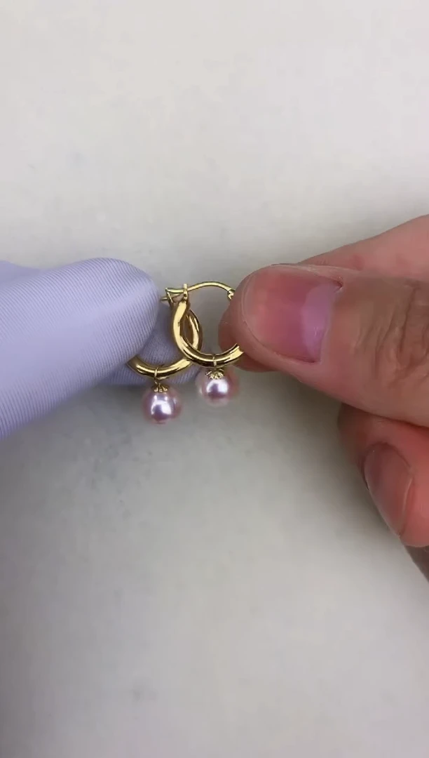 18K金镶嵌DA海水珍珠 GD057 7.5-8 耳扣