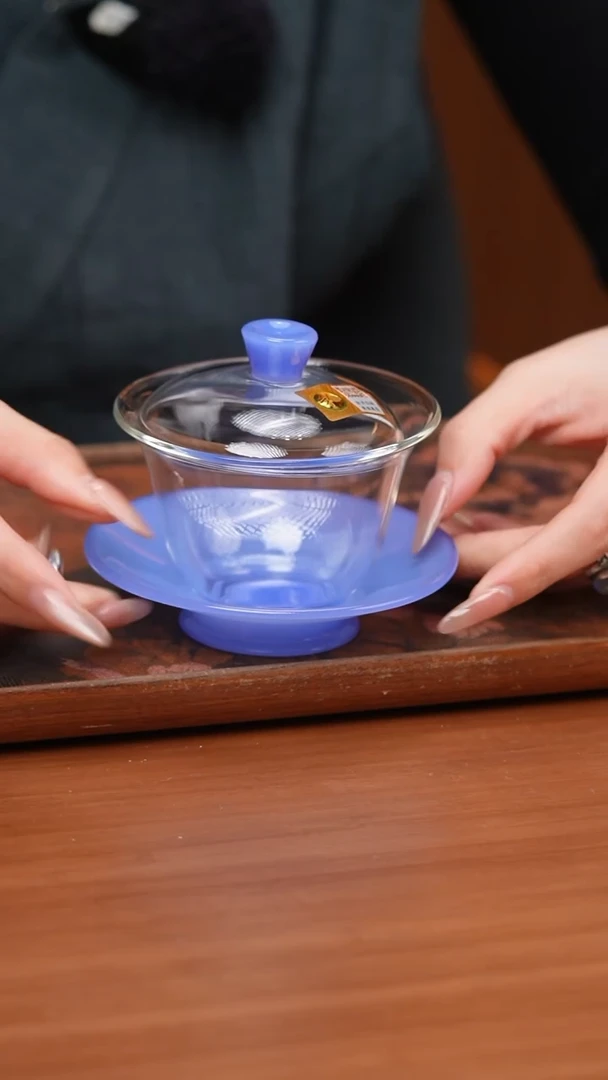 【闪购商品】禾器/晶彩源荷盖碗/雾蓝玉色