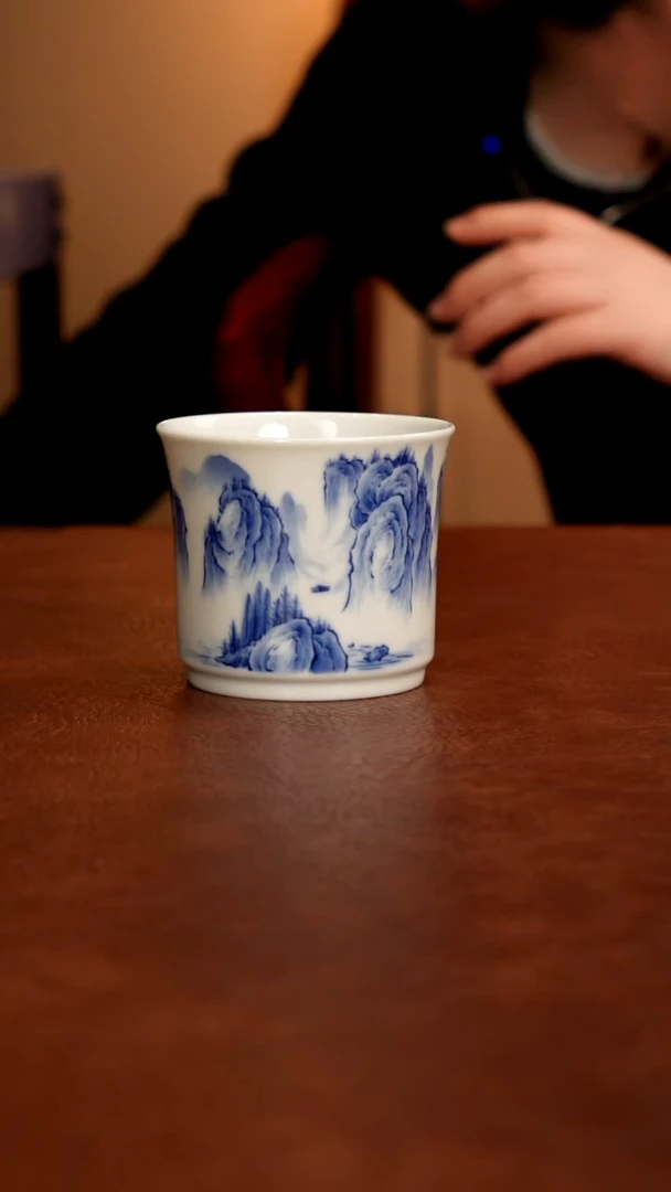 摆件陶景德镇瓷器，青花瓷手绘茶具~