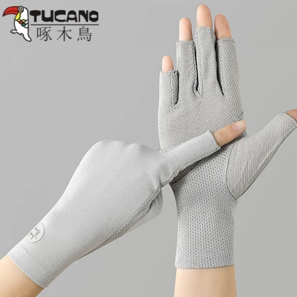 TUCANO/啄木鳥春夏秋女露指薄款骑行户外防紫外线防晒手套女士