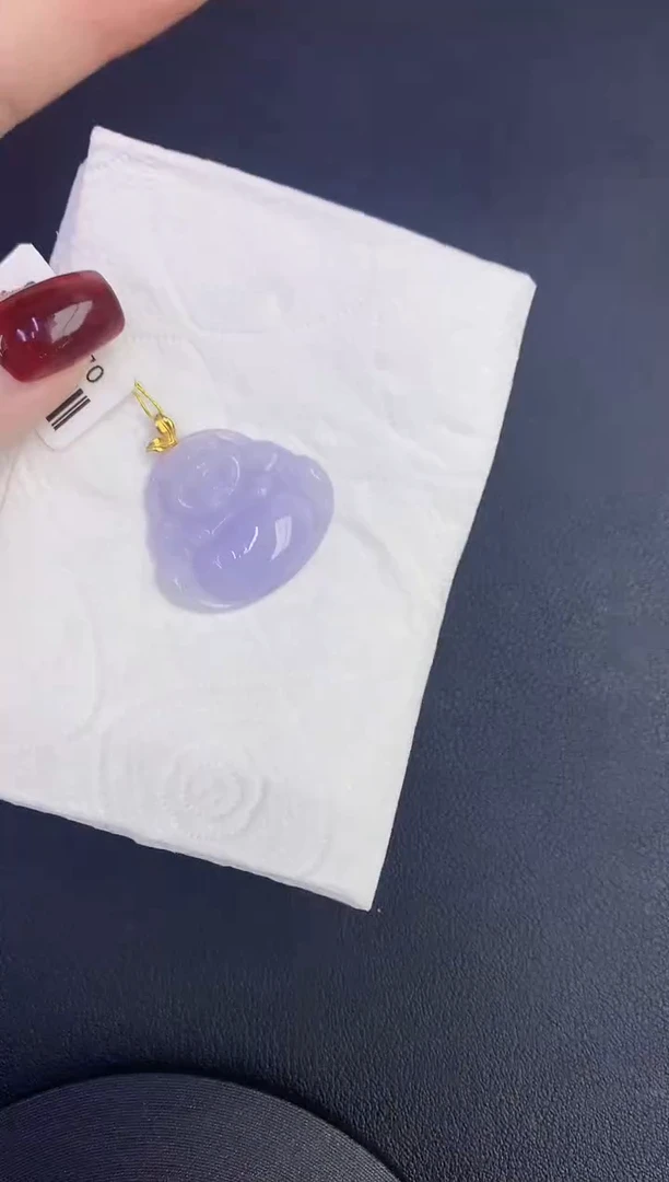 颈饰18K金镶嵌翡翠缅甸天然翡翠A货