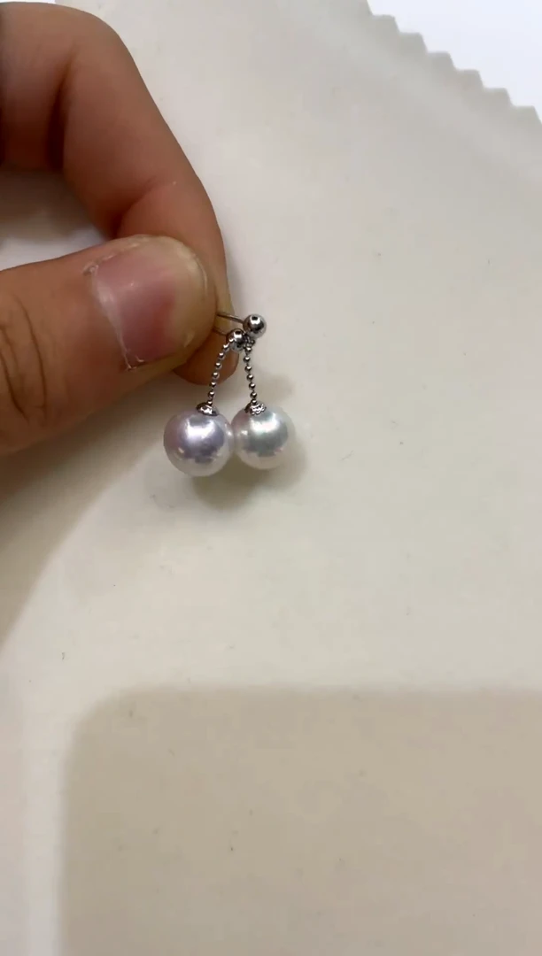银S925镶嵌耳饰淡水珍珠9-10