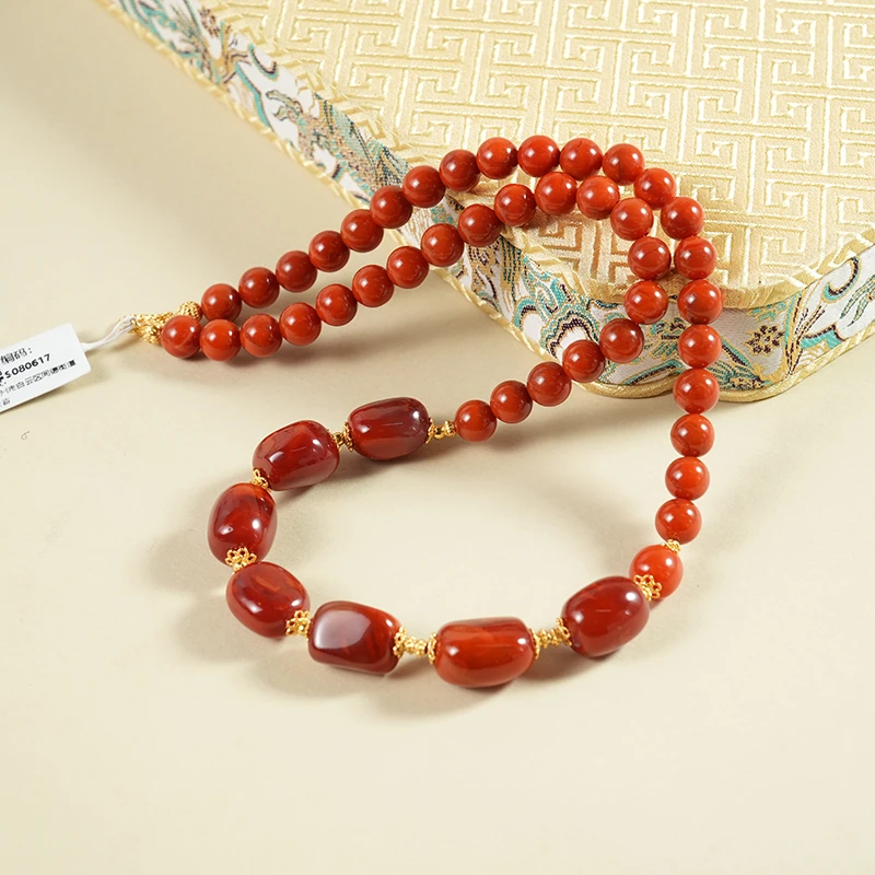 【老掌柜讲珠宝】南红桶珠项链 S080617