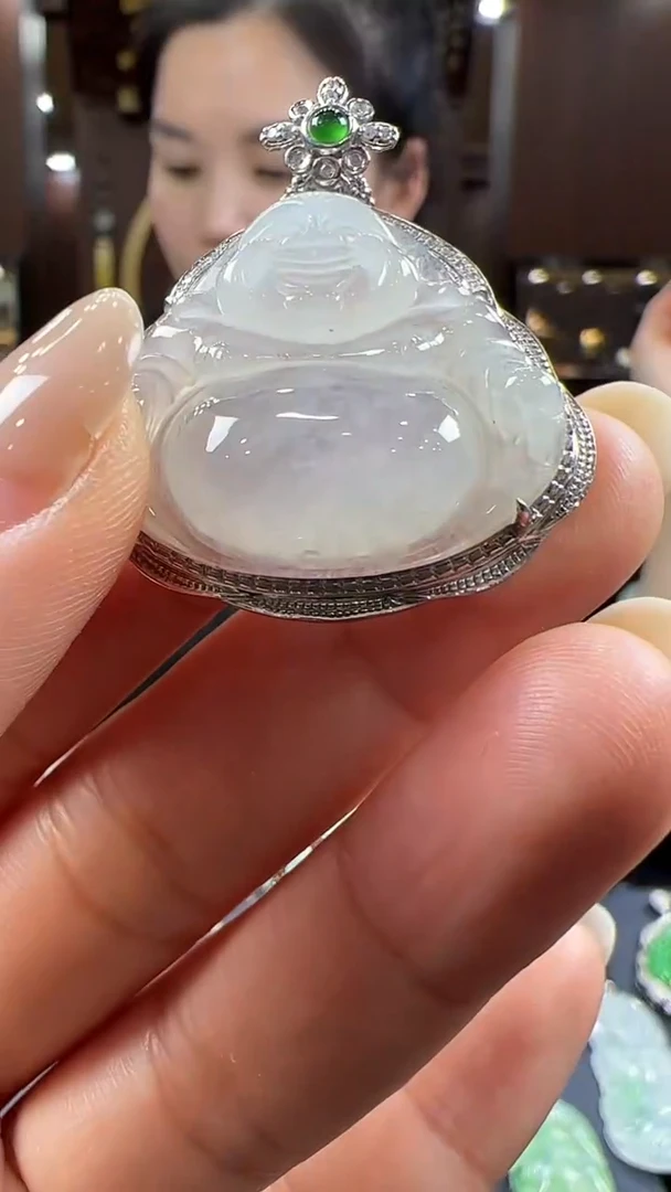 【闪购商品】翡翠挂件18K金镶嵌佛公不含链