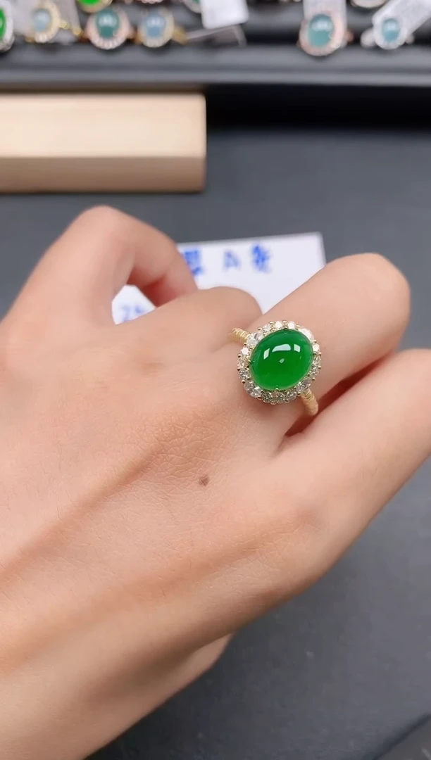 银S925镶嵌戒指翡翠1111111