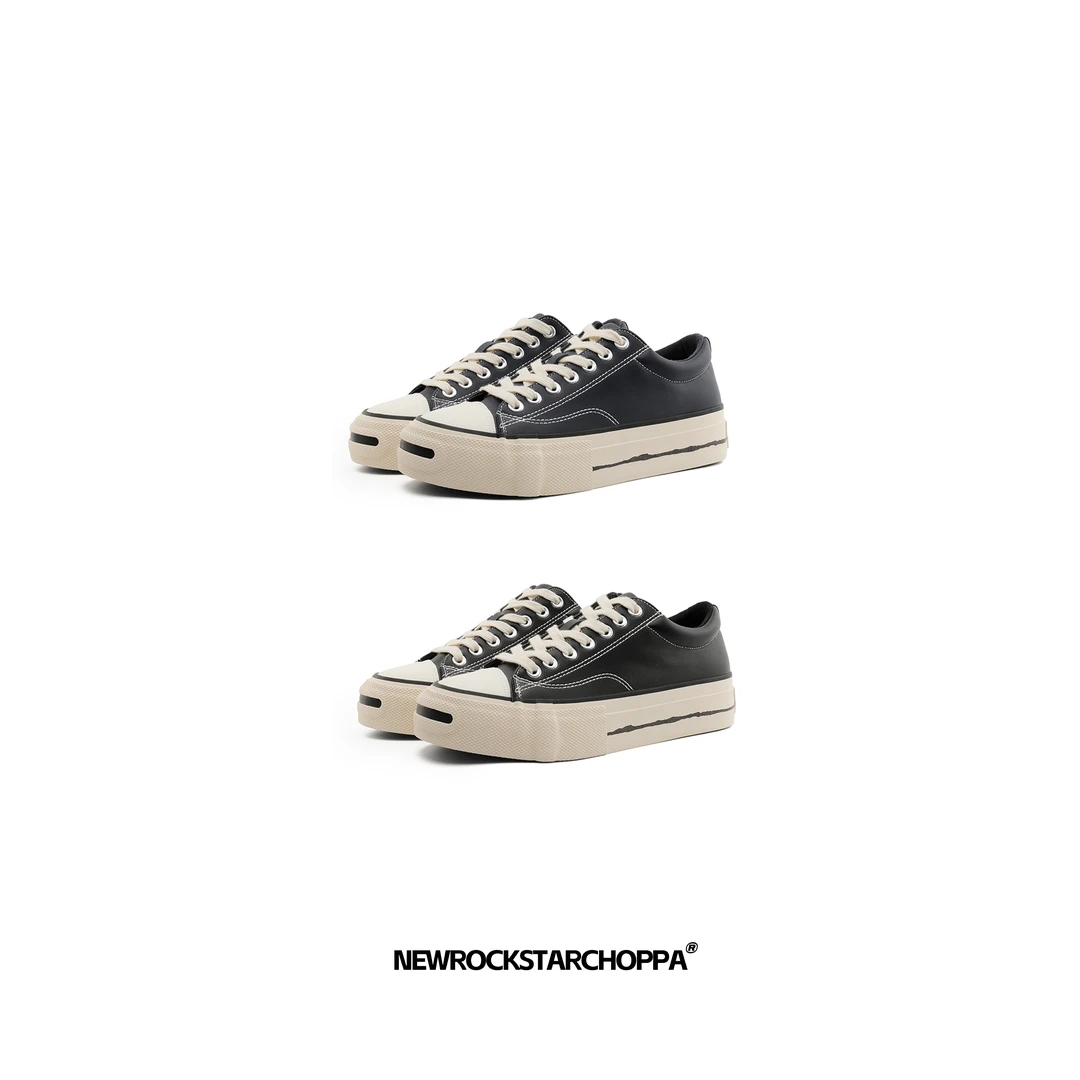 NewRockStarChoppa秋冬季开口笑小众硫化百搭低帮ins风厚底板鞋