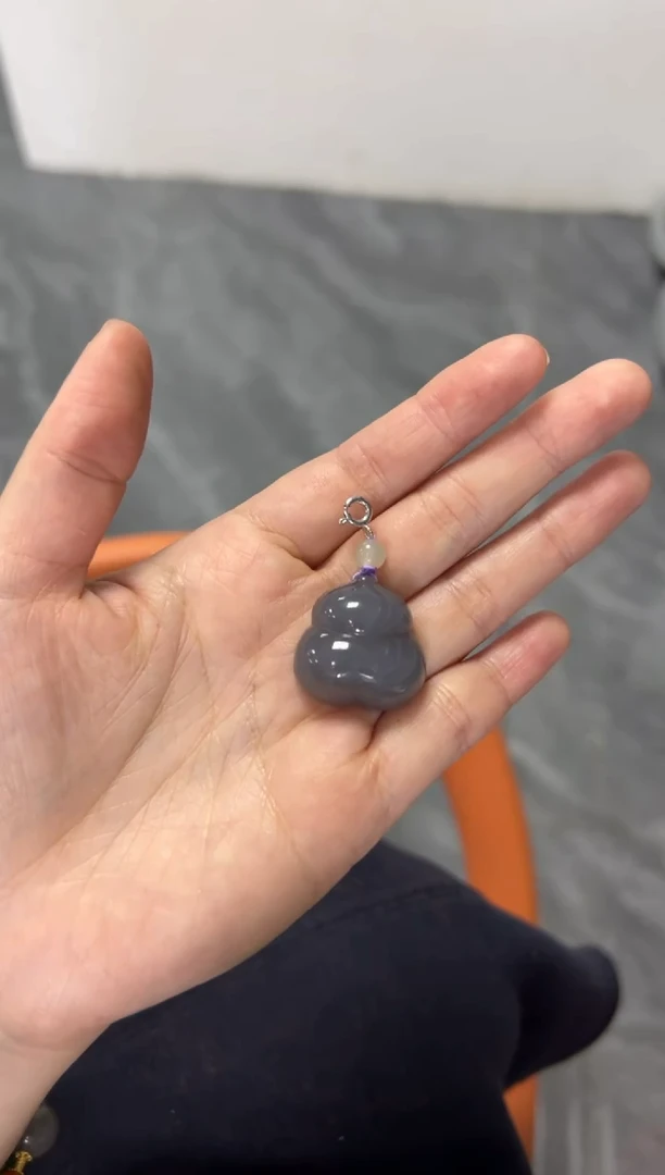 项链银S925镶嵌和田玉和田玉烟紫葫芦银吊坠[多样发其一]