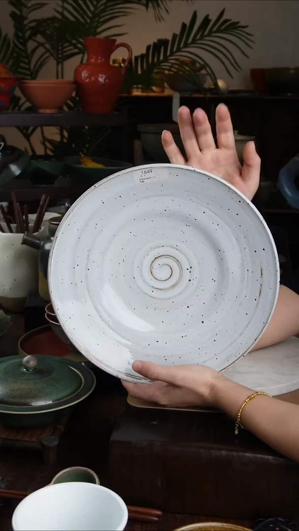 碗景德镇手工高温餐具手刷纹10.8寸