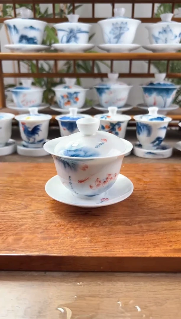 微瑕蓝莲150ml三才盖碗