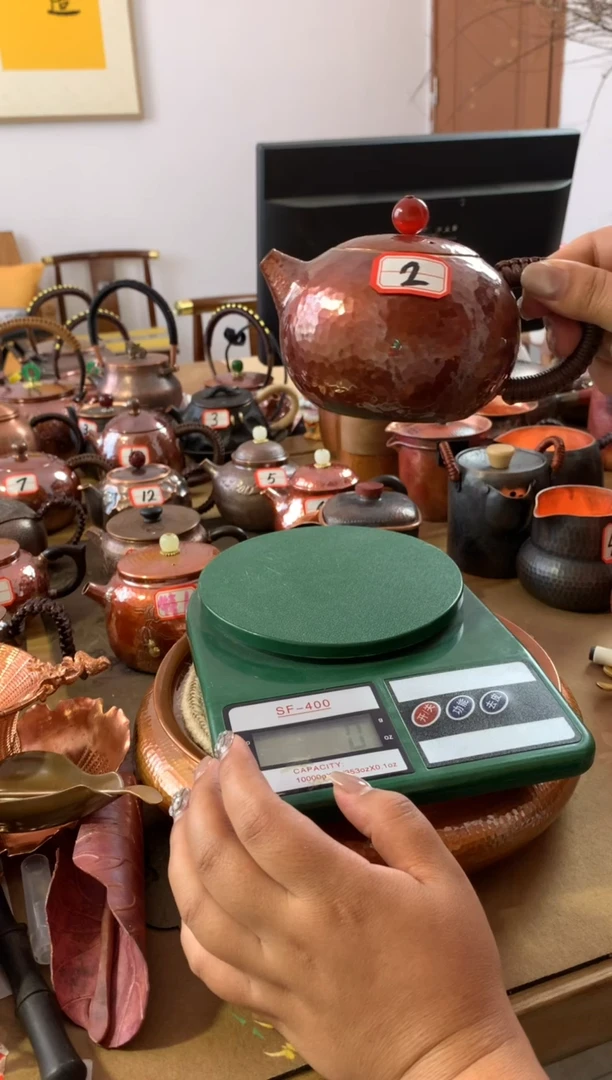 金属纯紫铜锤纹西施闷泡壶