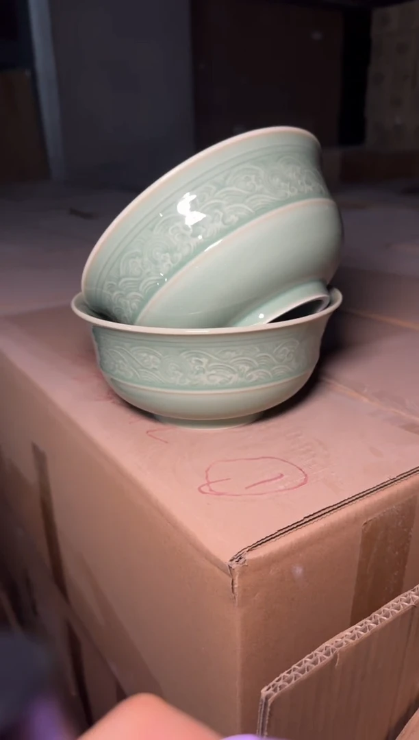 微瑕7英寸海浪碗2只