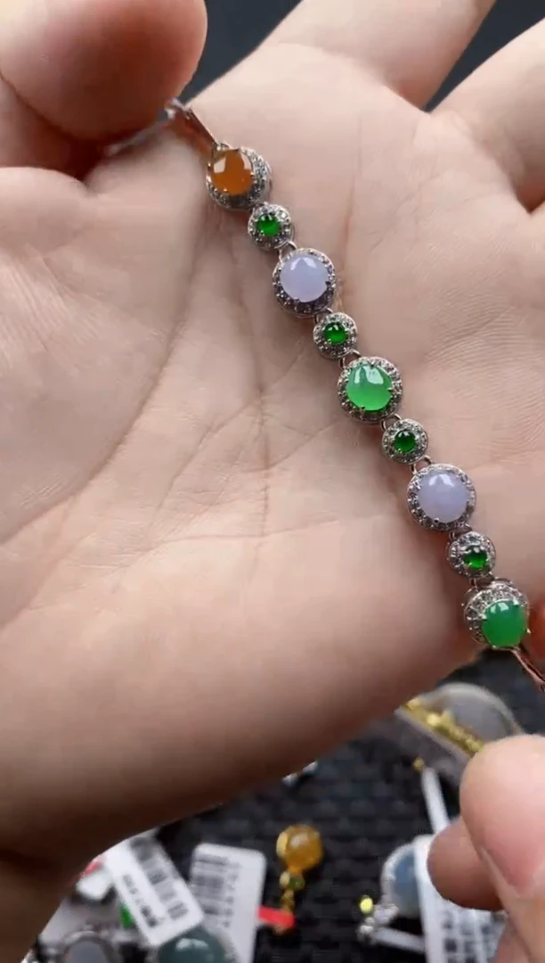 翡翠戒指银S925镶嵌3333---6