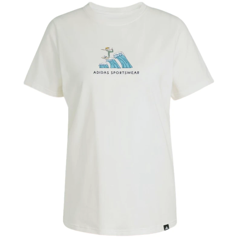 adidas/阿迪达斯女款运动休闲圆领短袖T恤汉玉白JX5330