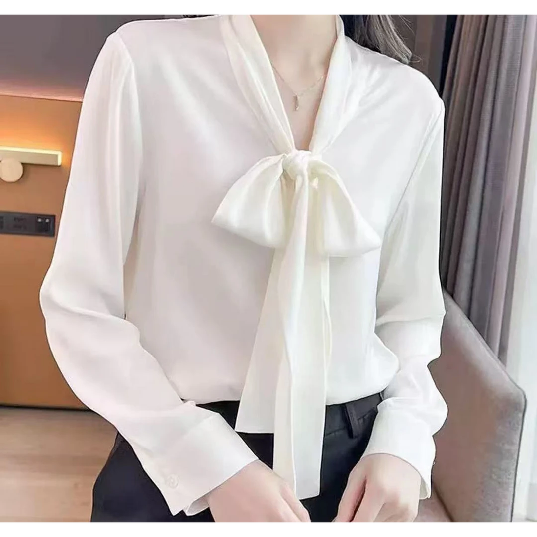 夏季新款桑蚕丝气质百搭通勤长袖女式小衫25DAK0714