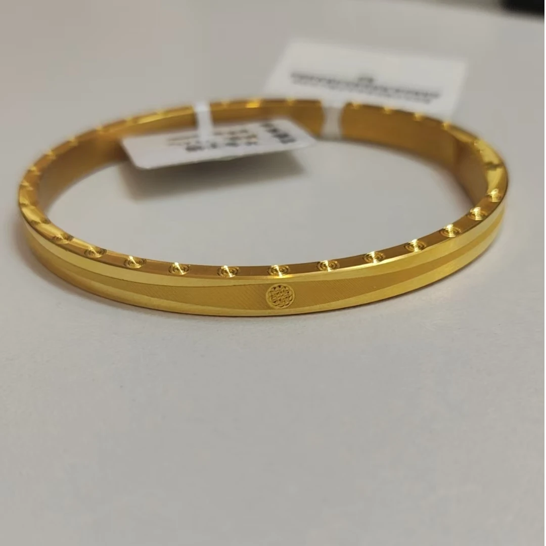 足金卡扣卡家四叶草拉丝爆闪卡扣手镯时尚七夕礼物