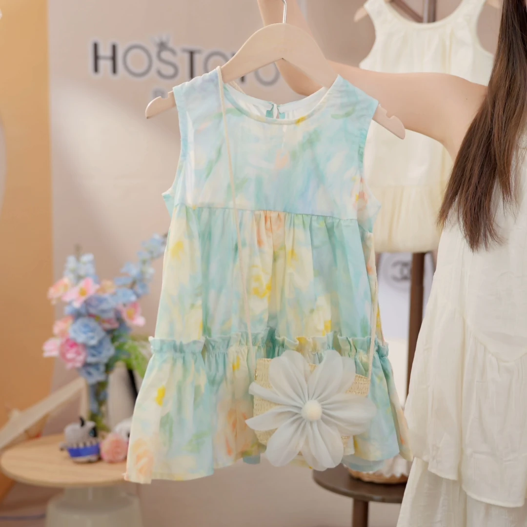 皇室童缘2025女童夏季甜美时尚网纱洋气连衣裙