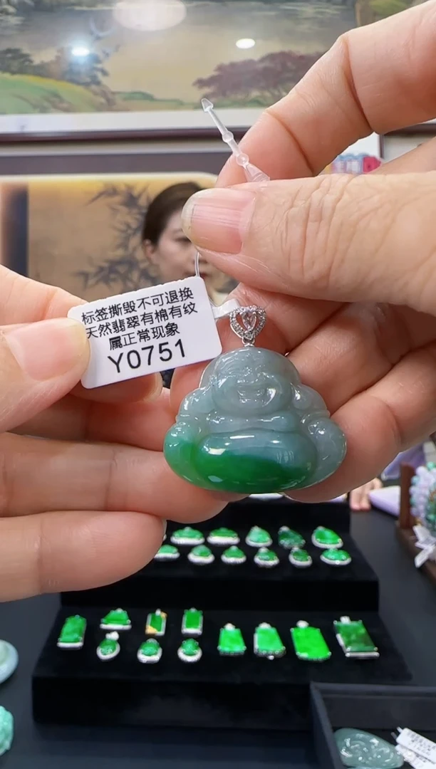 颈饰18K金镶嵌翡翠Y0751佛公