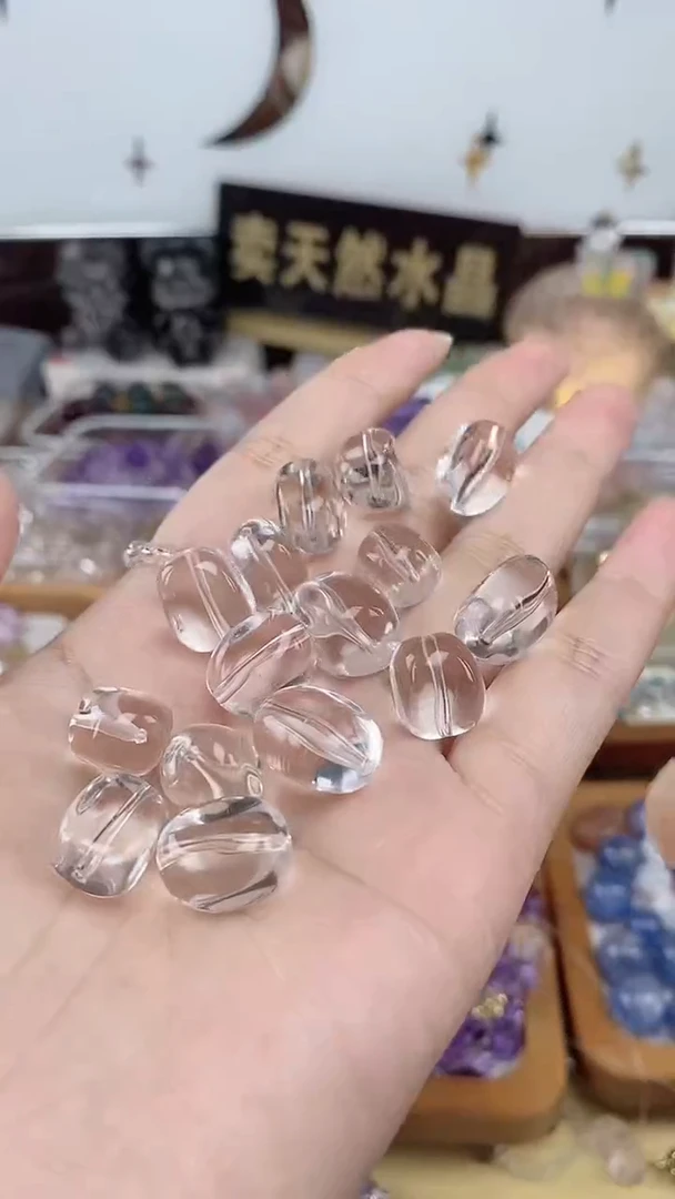 未镶嵌珠宝半成品水晶白水晶糖豆10mm一个