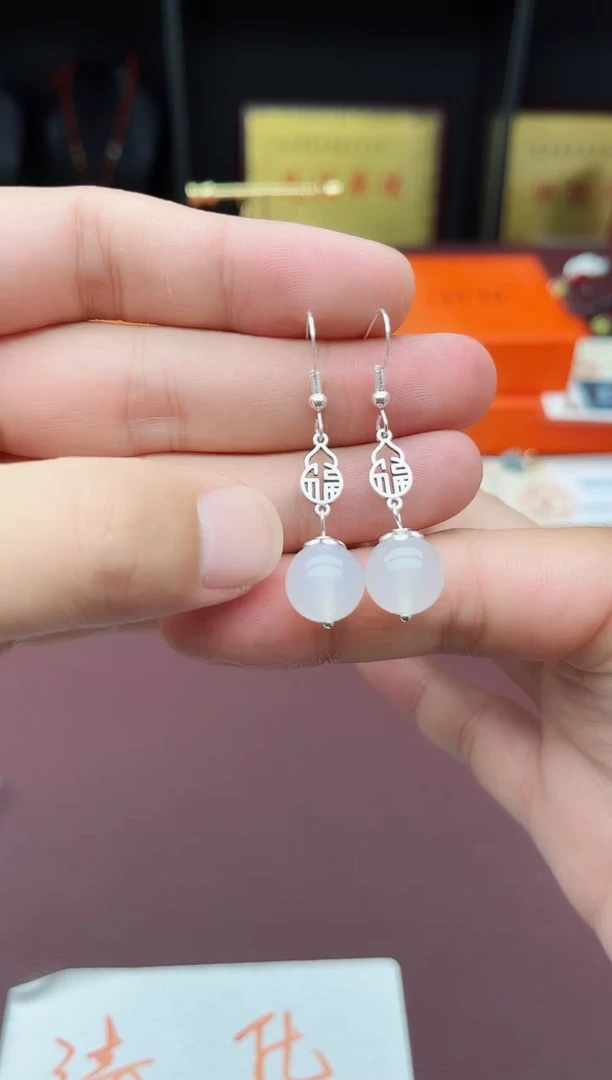 玛瑙/玉髓耳饰银S925镶嵌522000