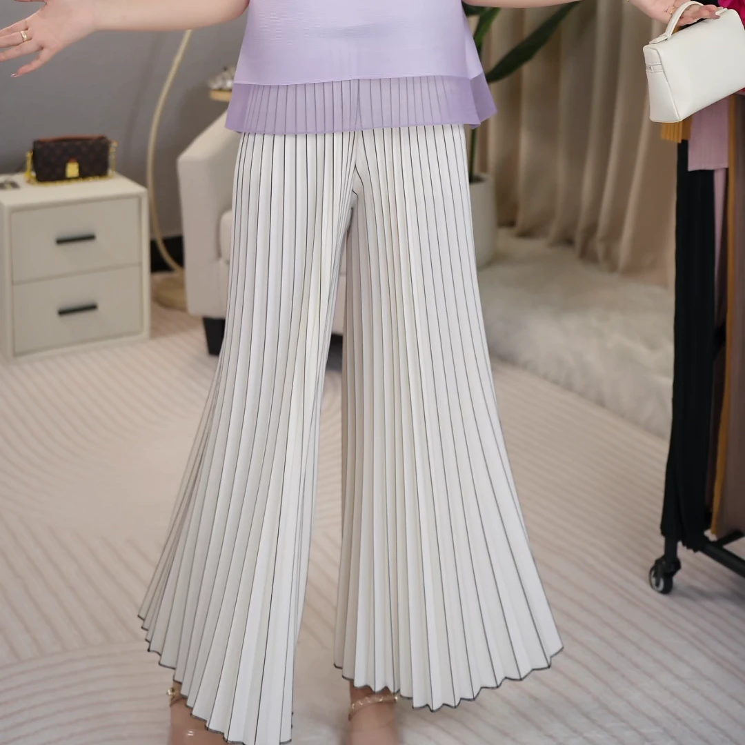 三宅褶皱2025夏季新款垂感百搭阔腿裤
