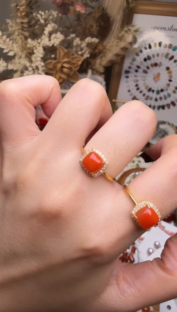 银S925镶嵌南红玛瑙戒指戒指 多样性发其一