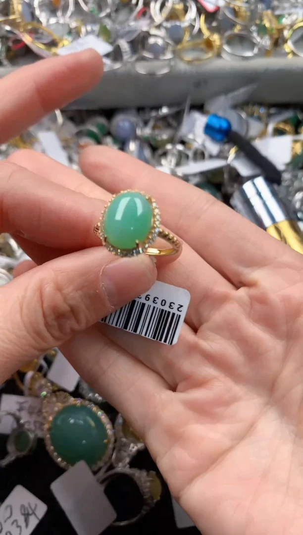 银S925镶嵌戒指翡翠222   10