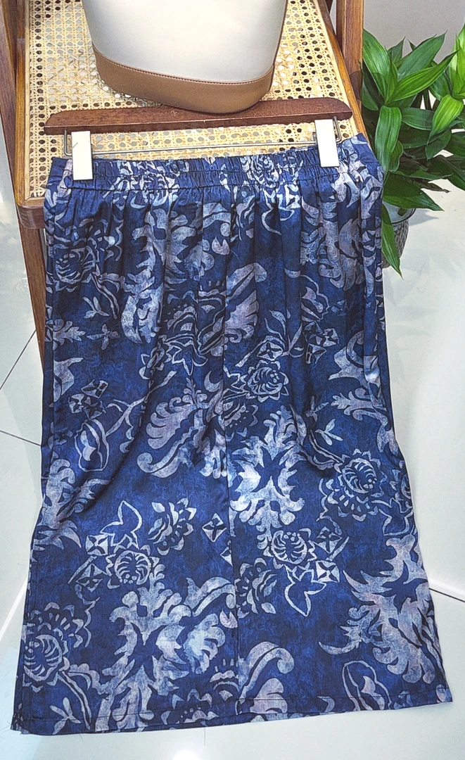 【青花瓷】2025夏季复古新中式国风蚕丝老料高腰女士半身裙2516