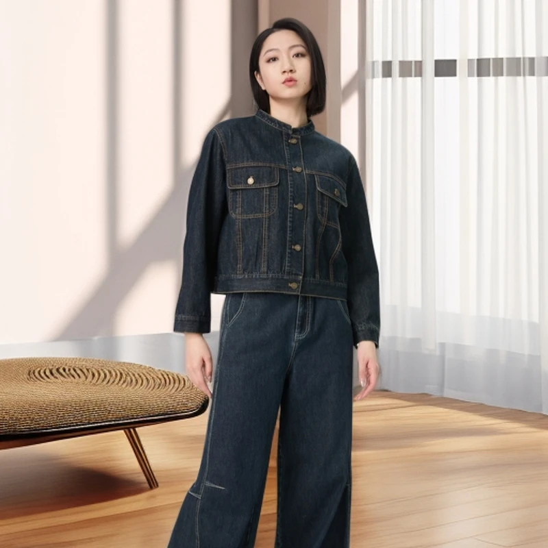 【水淼】1476时尚休闲百搭牛仔外套大码女装