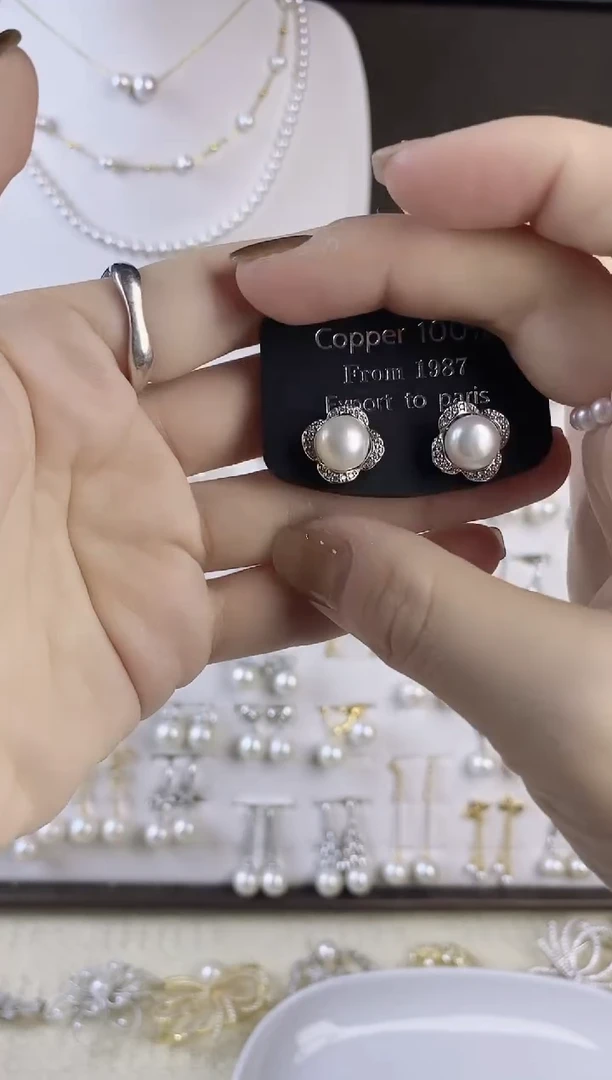 银S925镶嵌耳饰淡水珍珠2