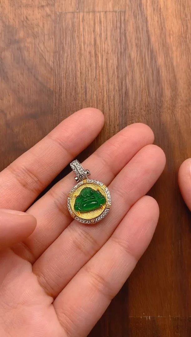 【闪购商品】翡翠吊坠(不含链)银S925镶嵌佛公吊坠