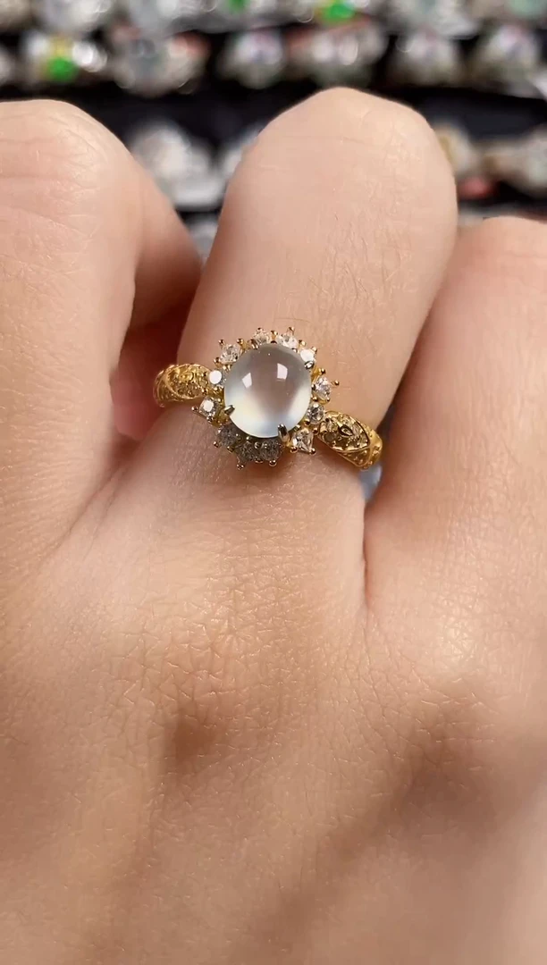 银S925镶嵌戒指翡翠天然A货翡翠121