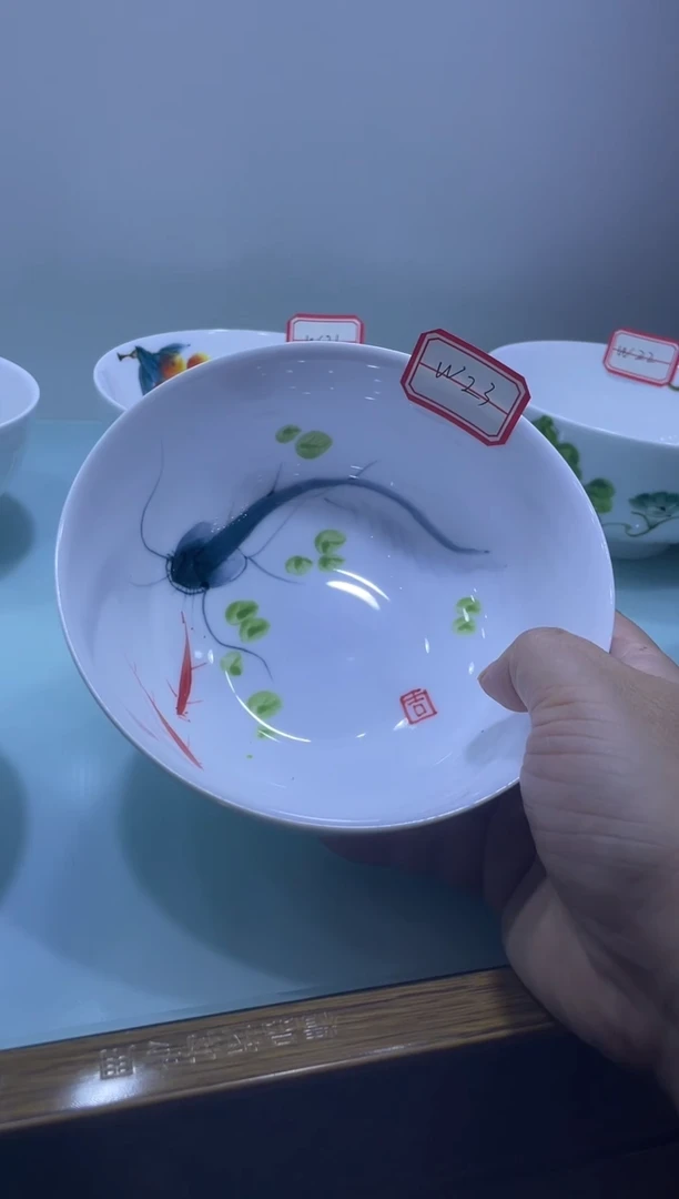 碗年终大促 两个装景德镇高温白玉瓷釉下彩手绘6英寸面碗W23