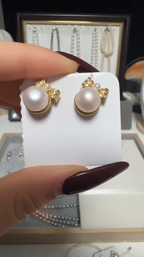 银S925镶嵌耳饰淡水珍珠永丽珍珠严选