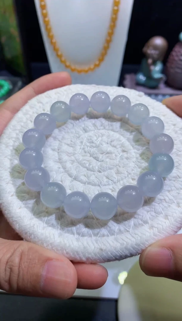 未镶嵌手链翡翠天然缅甸翡翠A货浅马卡龙手串卡12mm