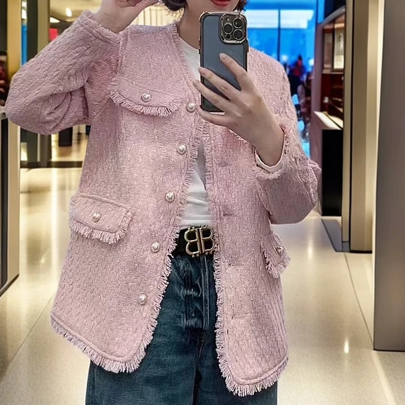 淇淇大码【樱花树下】2025早春新款小香风外套女气质显瘦上衣2591