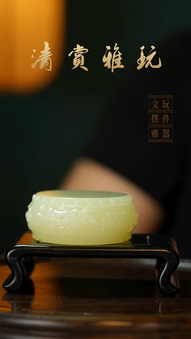 玉《一鼓貔貅》手把件摆件