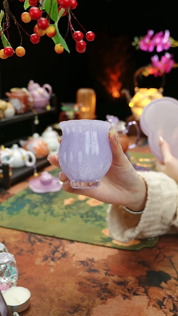 【闪购商品】紫色水晶琉璃水仙主人杯110cc