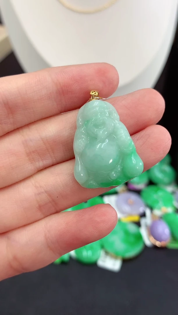翡翠18K金镶嵌吊坠(不含链)挂件
