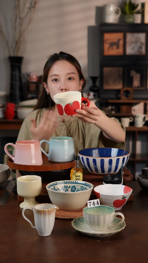 陶瓷人工手绘釉下彩柿子杯 微瑕 凑满20发货