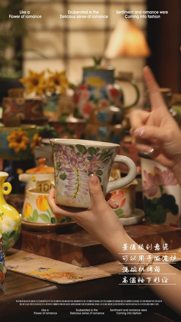 陶瓷景德镇高温手绘釉下彩设计师款式