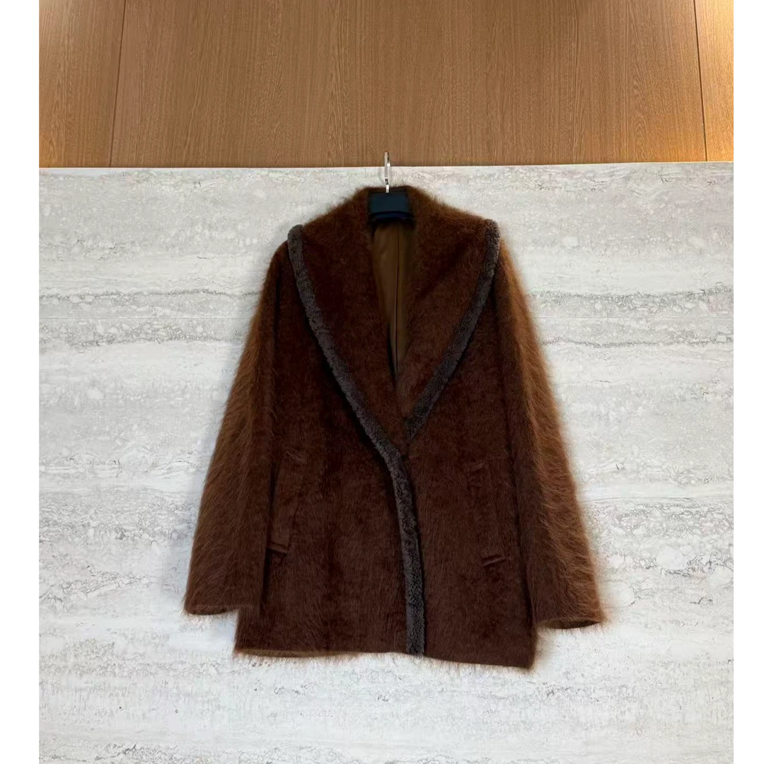 TANTAN 时尚轻奢翻领羊毛饰外套3643