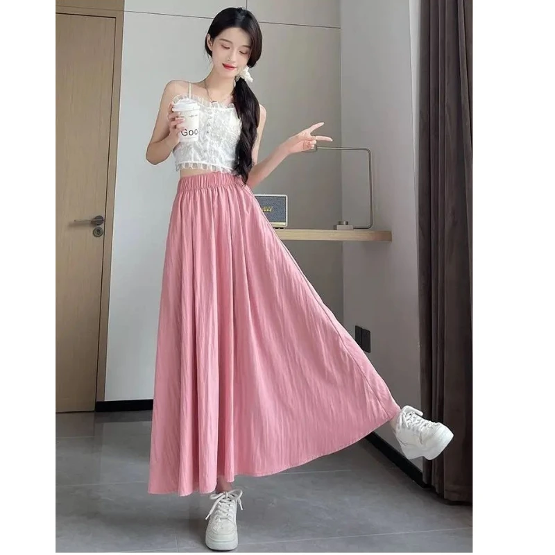 2025新款高腰显瘦a字半身山本裙裤女早春休闲冰丝垂感阔腿裤子