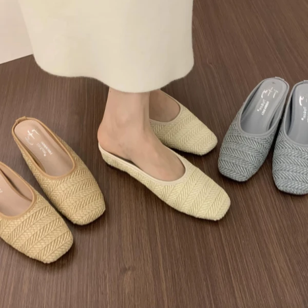 百搭不累脚内增高包头半拖鞋女外穿懒人一脚蹬软底方头穆勒鞋子