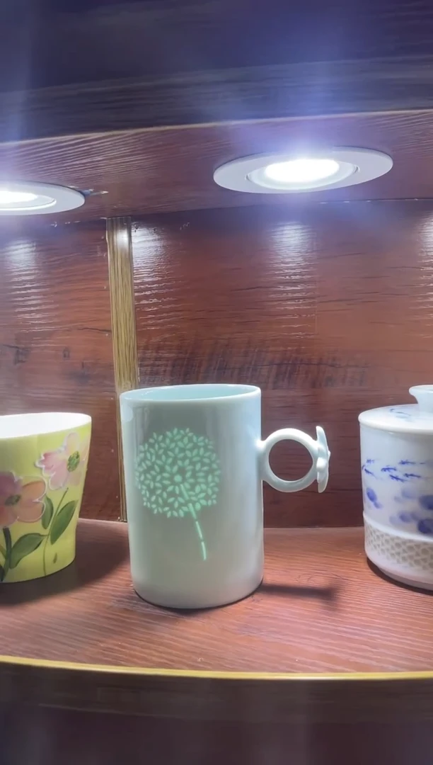 马克杯景德镇高温白瓷影青玲珑马克杯