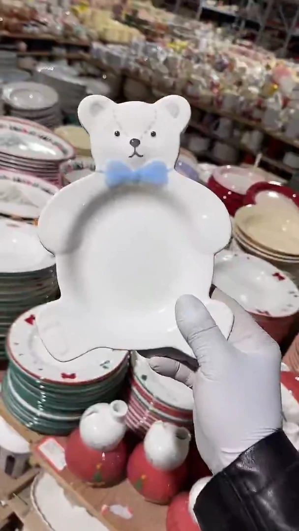 陶瓷小熊盘微瑕 凑满20元包邮