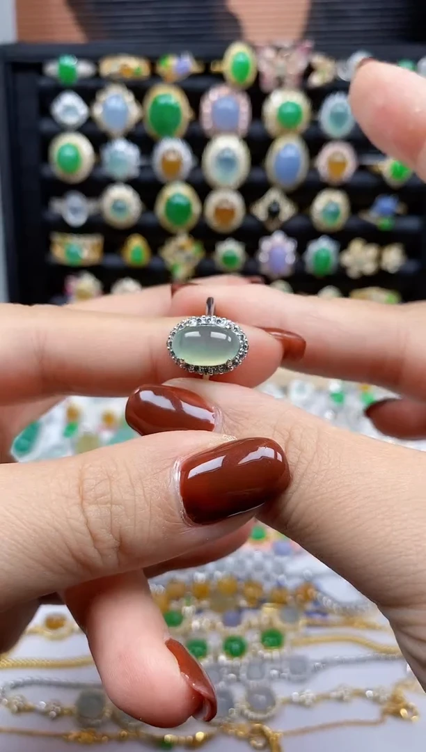 银S925镶嵌戒指翡翠9705