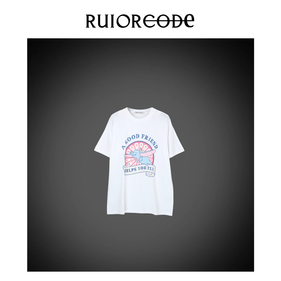 【RUIORCODE】小飞象印花圆领短袖T恤 理性消费##