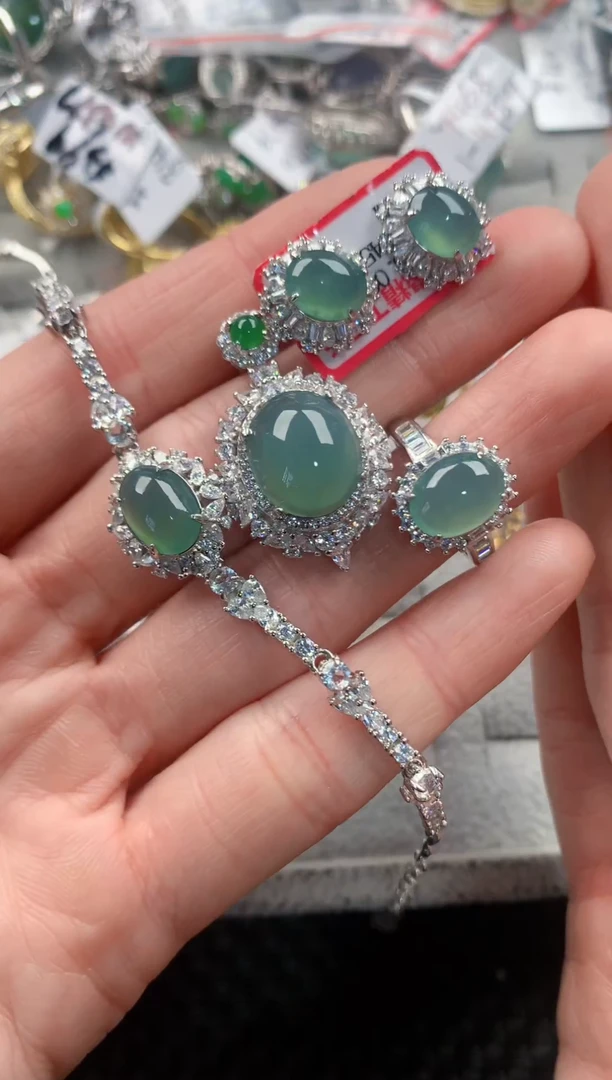 银S925镶嵌戒指翡翠333  7